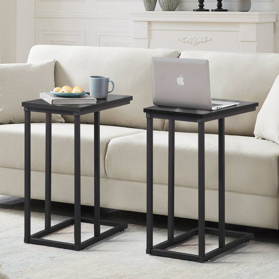 Vecelo 2Pack C Shaped End Table for Small Spaces, Sofa Side Table with ...