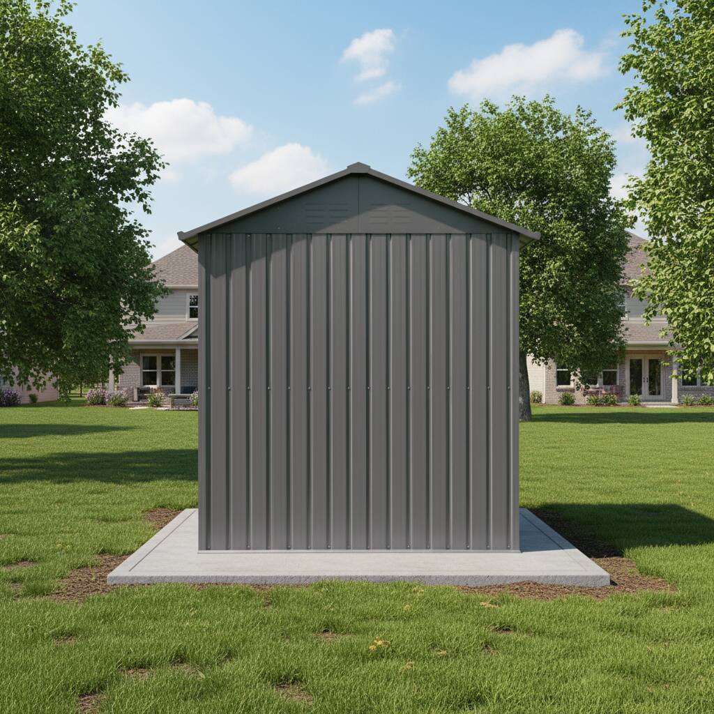 Back. Loheer - Loheer 8x6 Metal Shed Galvanized Steel Outdoor Storage Heavy Duty Tool Shed with Sliding Door Gray.