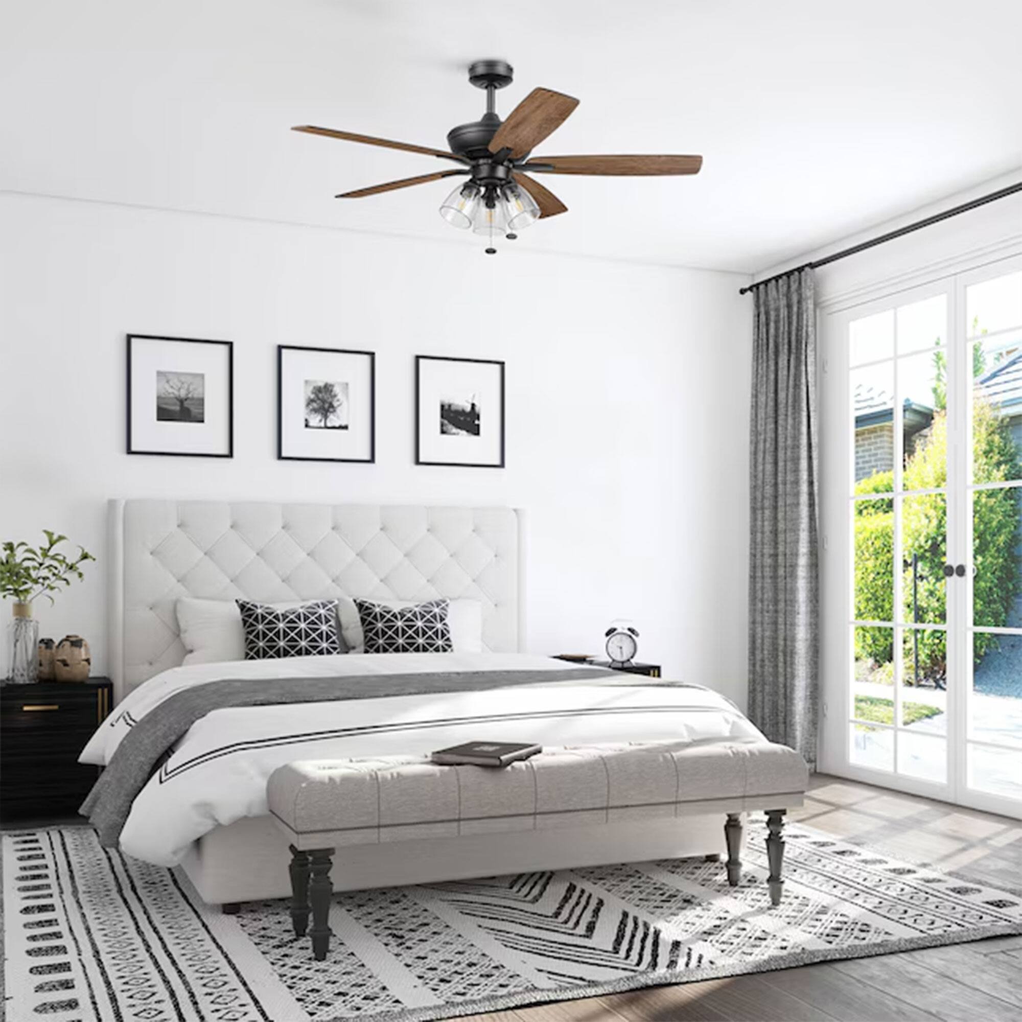Alt View 6. Prominence Home - Prominence Home Glenmont 52" Indoor LED Ceiling Fan with Pull Chain, Matte Black - Matte Black.