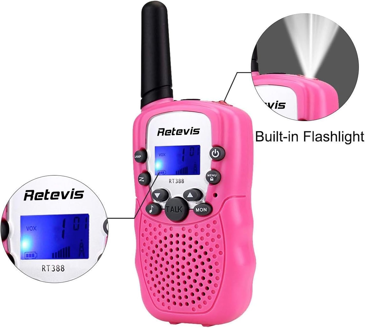 Retevis VOX 0 Built-in Flashlight Retevis VOX + N 1 JA RT388 TALK MENU MON