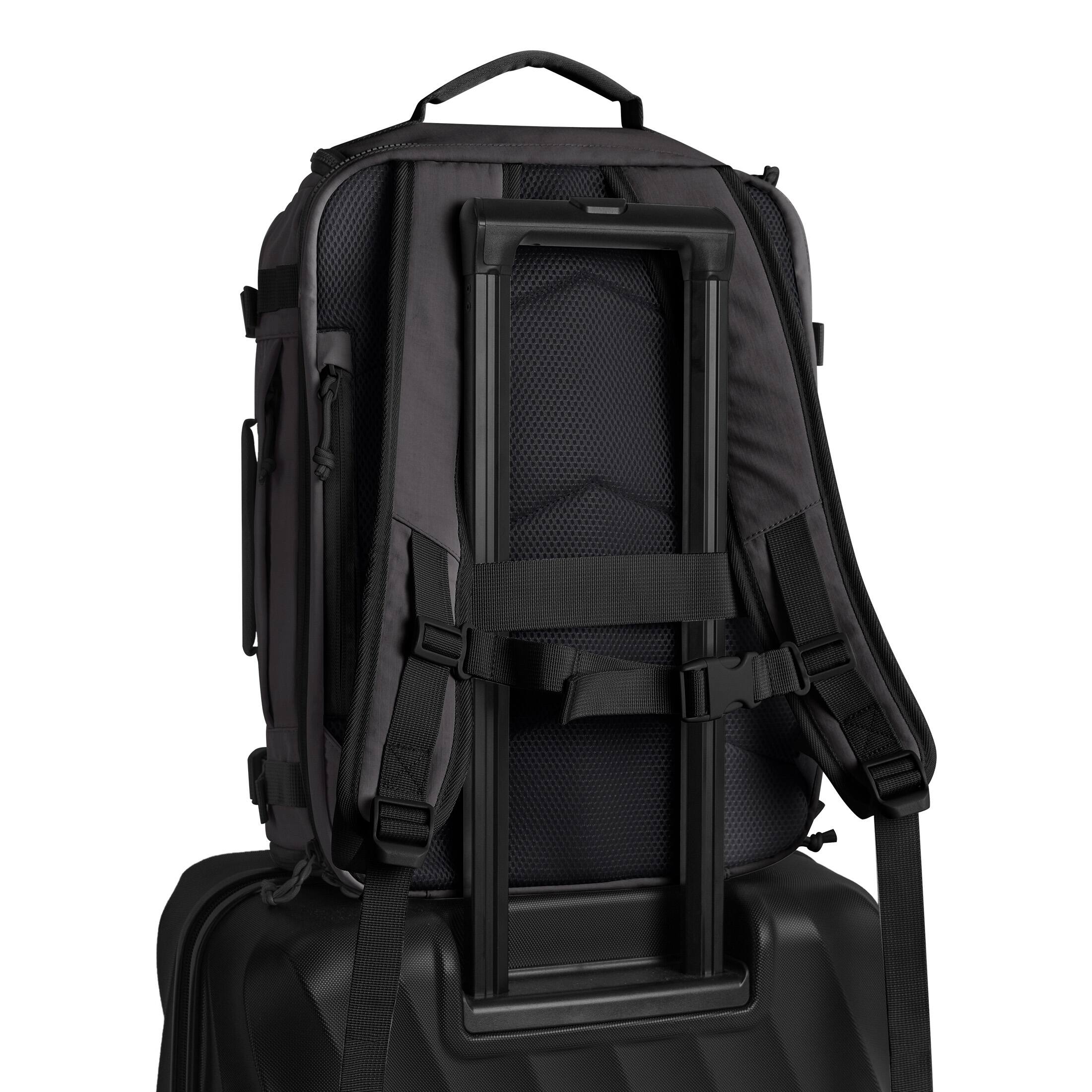 Left. Bagsmart - Blast 38L Expandable Travel Backpack, Flight Approved Carry On Laptop Backpack with USB Port for Men Women - Black.