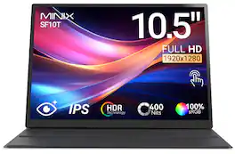 MINIX - SF10T 10.5" 60Hz IPS USB-C Portable Touchscreen Monitor w/ Magnetic Stand, Full HD, HDR, Mini HDMI, 100% sRGB, FreeSync - Black