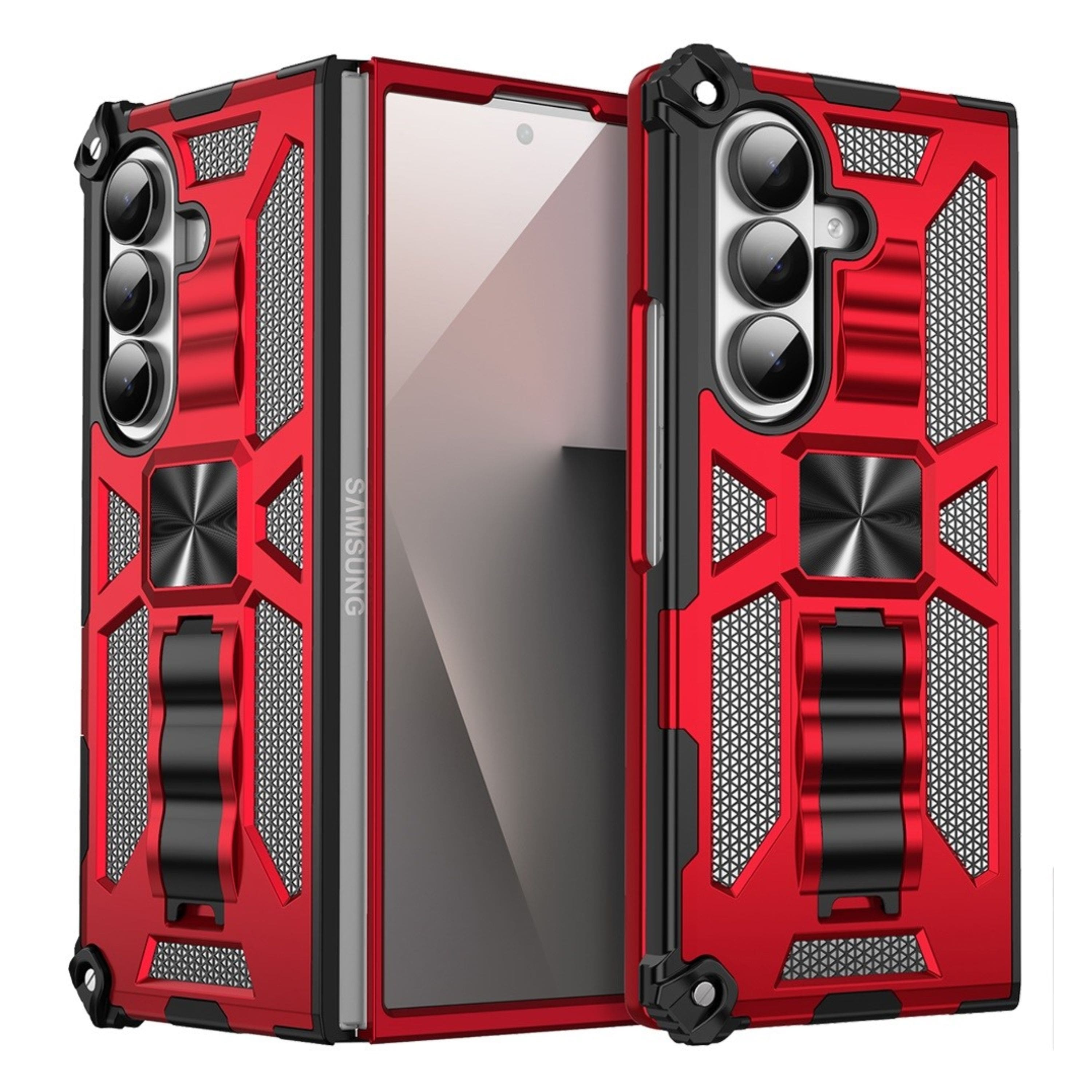 Kitcheniva - Shockproof Case With Stand Metal Plate Tempered Glass For Samsung Galaxy Z Fold7 - Red price history on PriceWatchPro