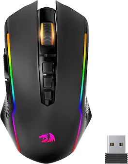 REDRAGON - M910-KS Wireless Gaming Mouse, 8000 DPI Optical Sensor, RGB, 9 Programmable Buttons, 70Hrs for PC/Mac/Laptop - Wireless - Black