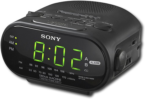 Sony AM/FM Dual-Alarm Clock Radio Black/Silver USED☝ 