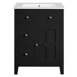 Boyel Living - 24 Inch Modern Bathroom Vanity with Ceramic Basin and Drawers - Black