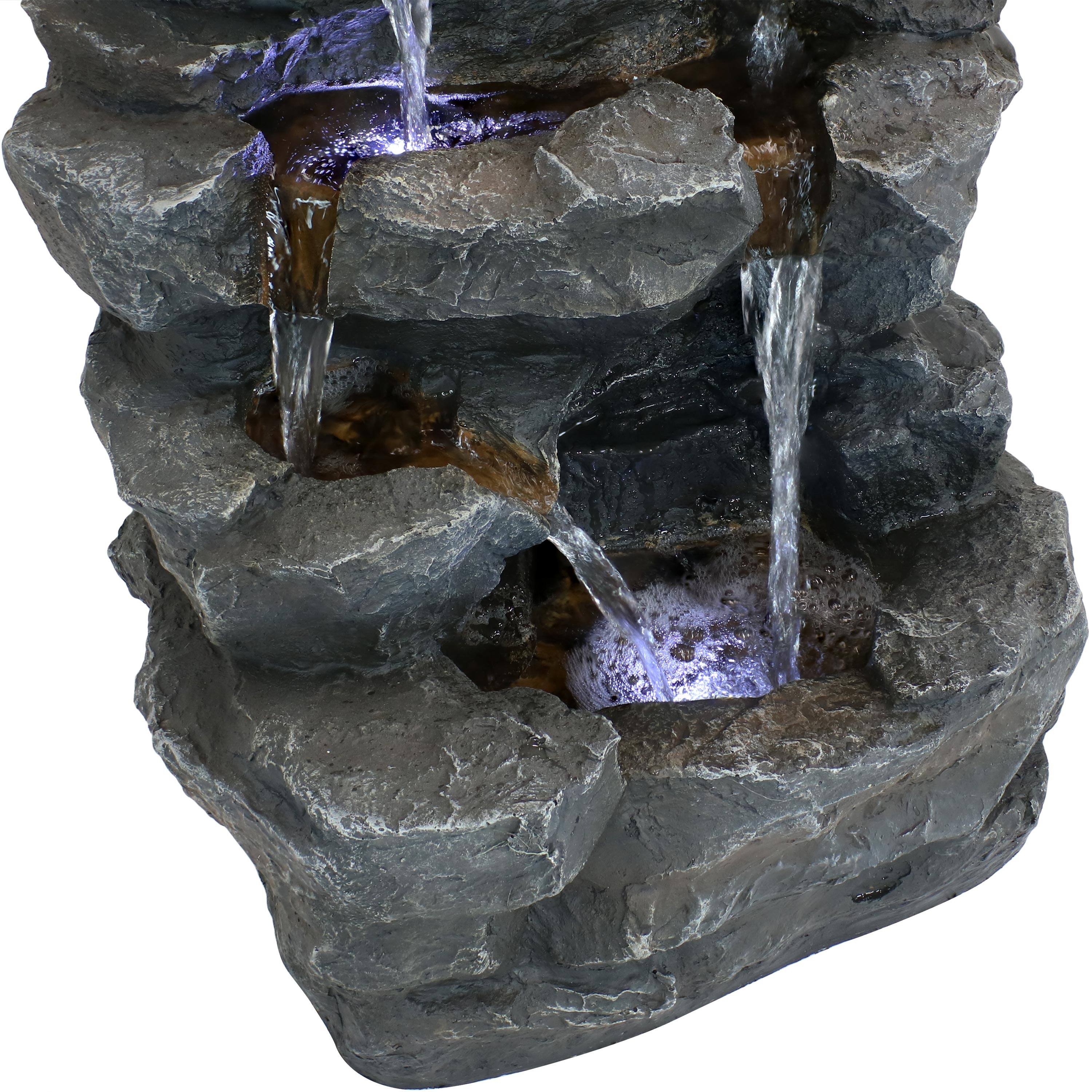 Alt View 9. Sunnydaze - Polyresin Grotto Falls Water Fountain with LED Lights - 24 in - Grey.