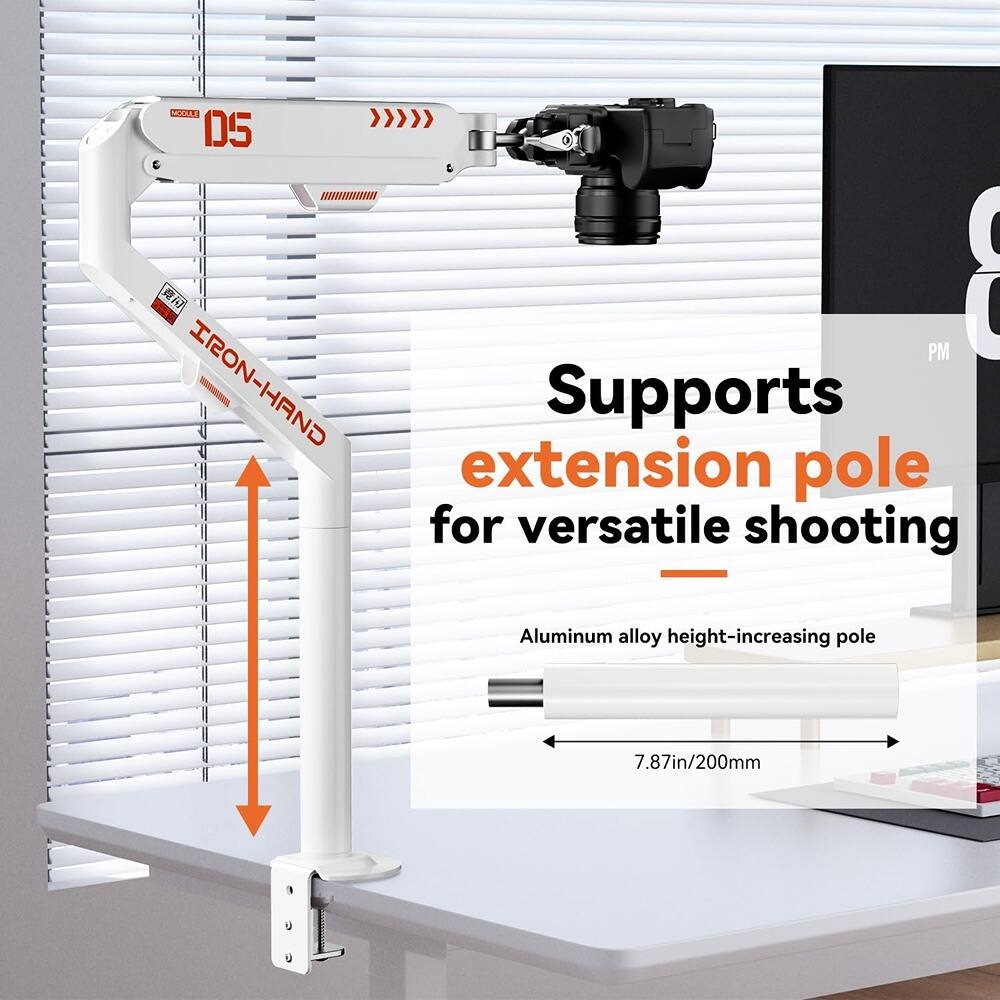 Loon 05 PM  
IRON-HAND  
Supports extension pole for versatile shooting  
Aluminum alloy height-increasing pole  
7.87in/200mm