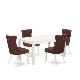 East West Furniture - 5 Piece Kitchen Table & Chairs Set - White