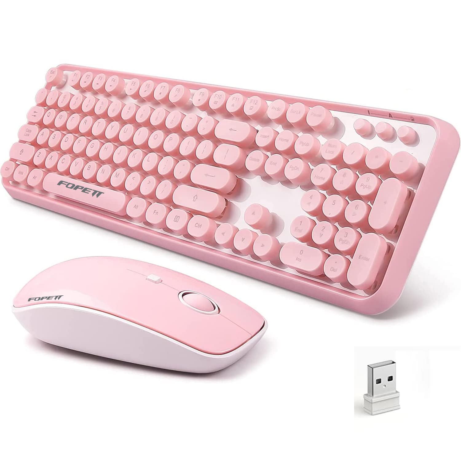 Pink Wireless Keyboard and Mouse