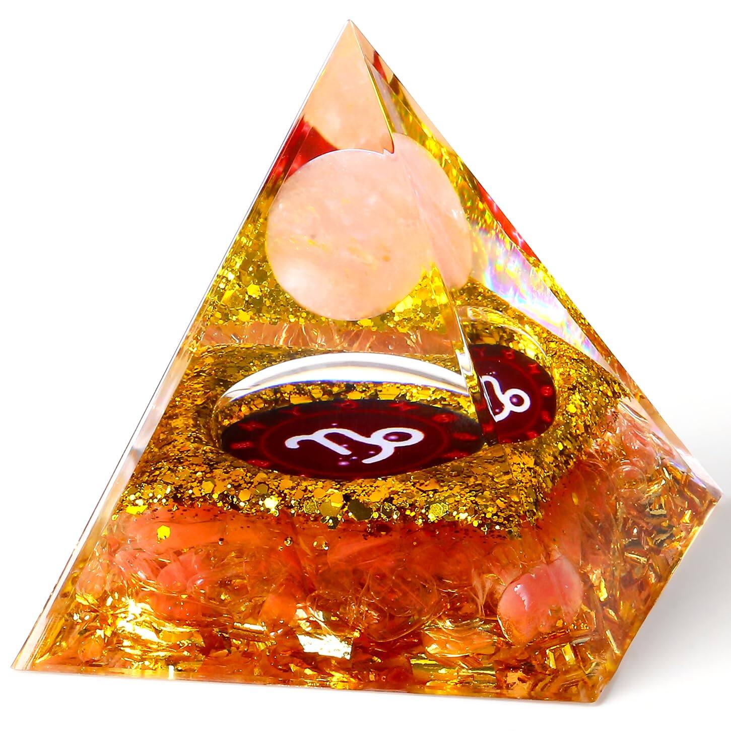 Refined Abode Design - 2.4" Green Aventurine Orgone Pyramid Positive Energy Crystal Decor Gift - Capricorn 5cm-Constellation