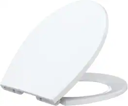 Jojoka - Durable Soft Close 17 Inch Flat Front Toilet Seat Round Quick Install - White