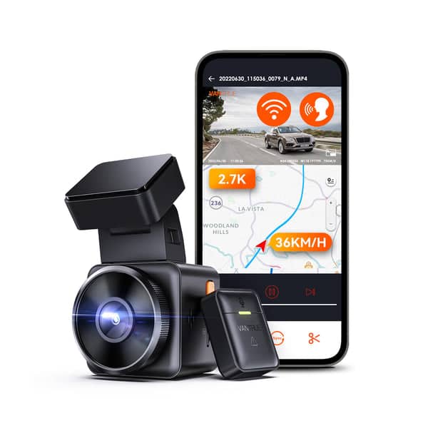 Vantrue - E1 PRO 4K 60FPS HDR Dashcam, STARVIS 2, Night Vision, Parking Mode, Voice Control, 5GHz Wi-Fi&GPS, Mobile App - Black