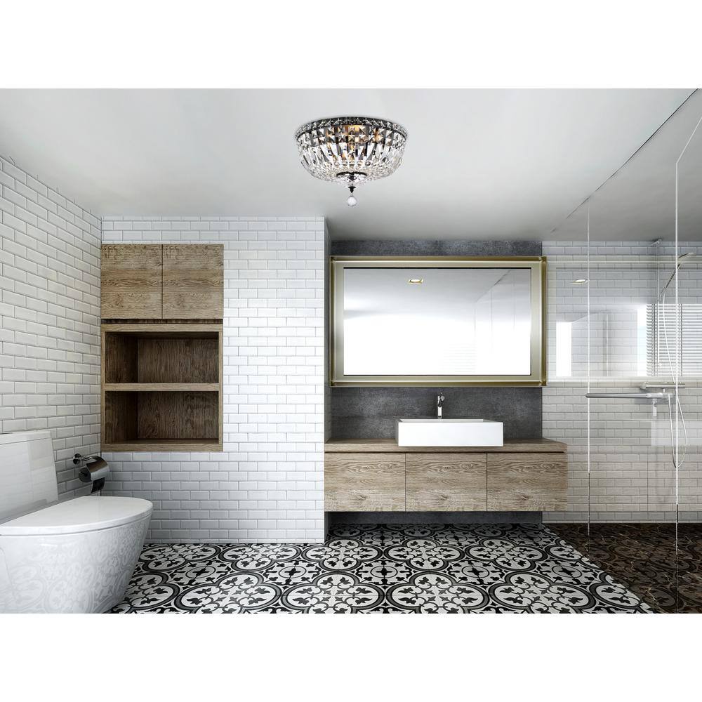 Angle. Elegant Lighting - Tranquil 16 inch black flush mount - Black And Clear.