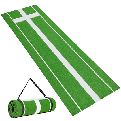 Front. VEVOR - Softball Pitching Mat, 10x3 ft Baseball Pitching Rubber Mound - Green.