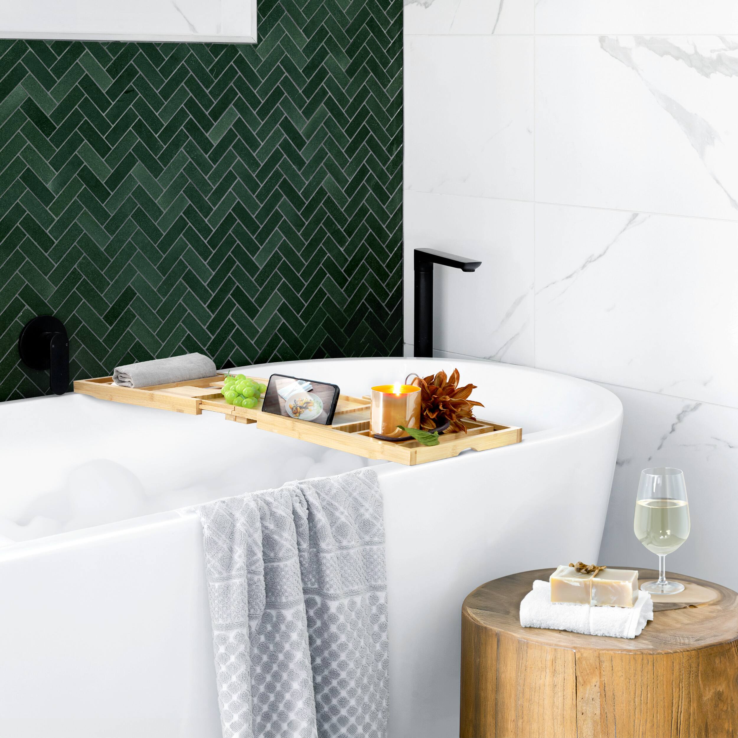 Alt View 8. MegaChef - MegaChef Expandable Bamboo Wood Bath Tray - Brown.