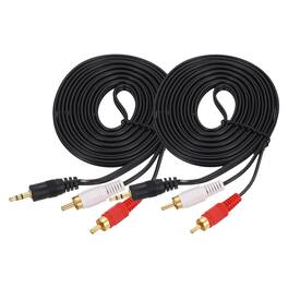 Unique Bargains - 2pcs Gold Plating TRS3.5mm Male to 2RCA Jack Cable, Copper Core PVC Audio AUX Cable for TV/Amp/Speaker - Black