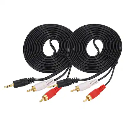 Front. Unique Bargains - 2pcs Gold Plating TRS3.5mm Male to 2RCA Jack Cable, Copper Core PVC Audio AUX Cable for TV/Amp/Speaker - Black.