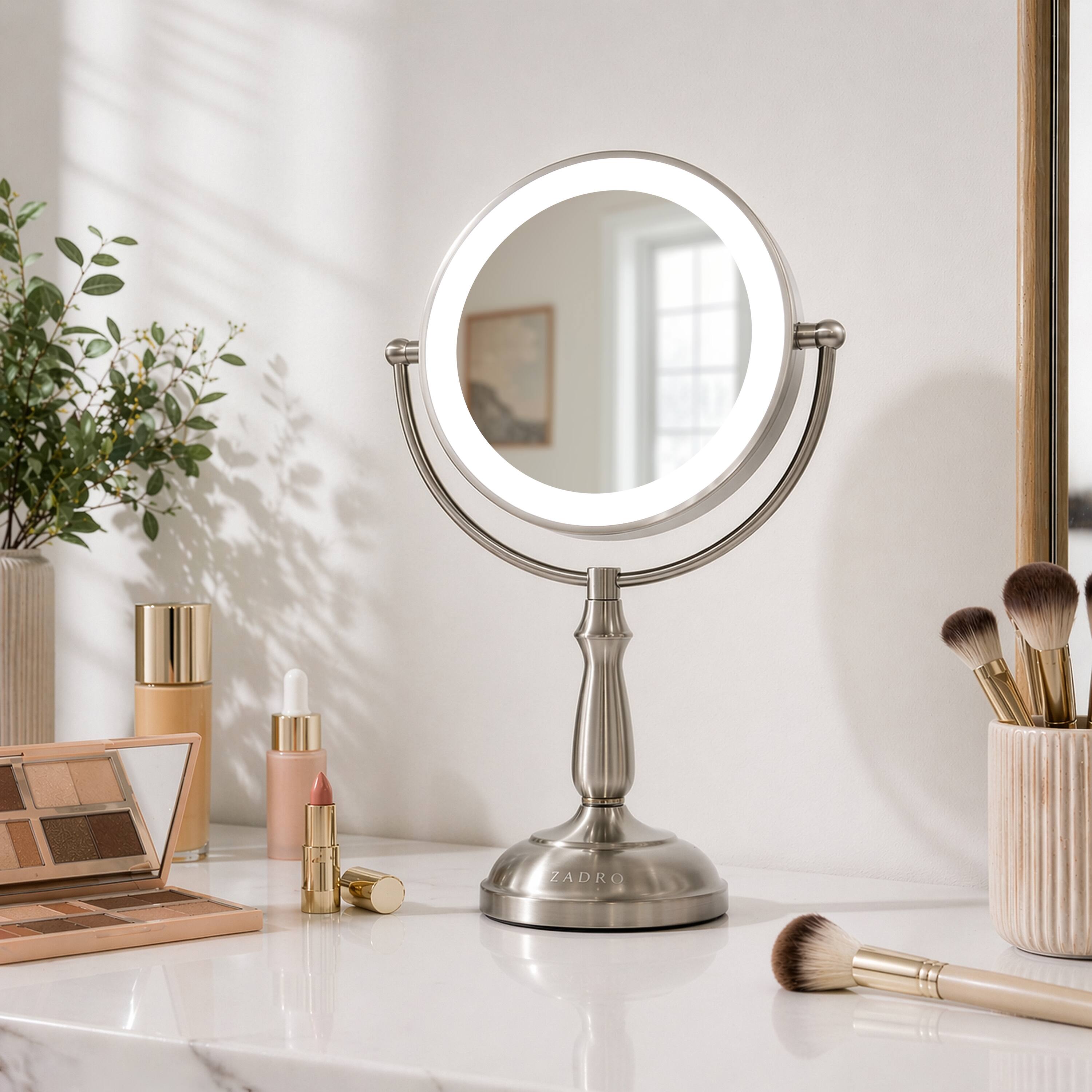Alt View 9. Zadro - LED Lighted Makeup Mirror with Touch Control and Magnification Options 5X, 10X, 12X - Satin Nickel.