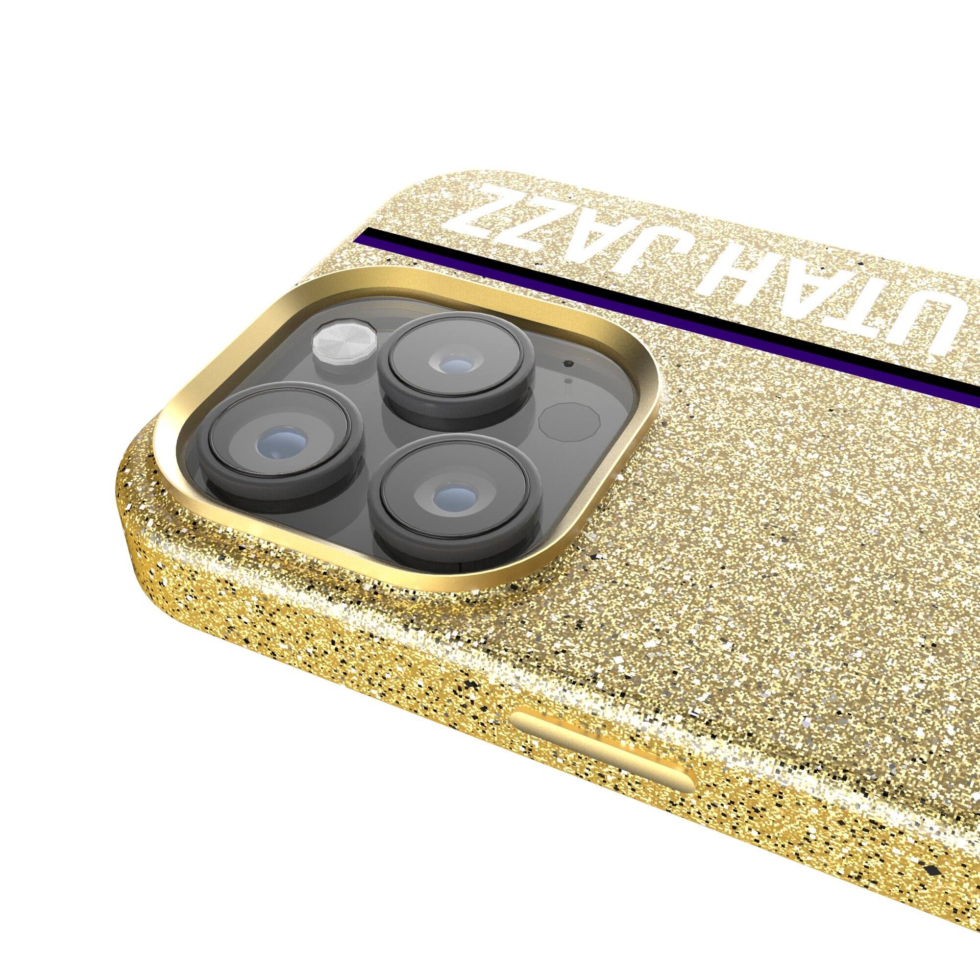 Alt View 3. Keyscaper - Utah Jazz Sidebar Gold Bling iPhone Case - 16 Pro - Gold.