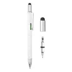 Front. Unique Bargains - 6 in 1 Metal Multitool Tech Tool Pen with Ballpoint Pen, Ruler, Screwdriver, Stylus, Level Gauge for Christmas - White.
