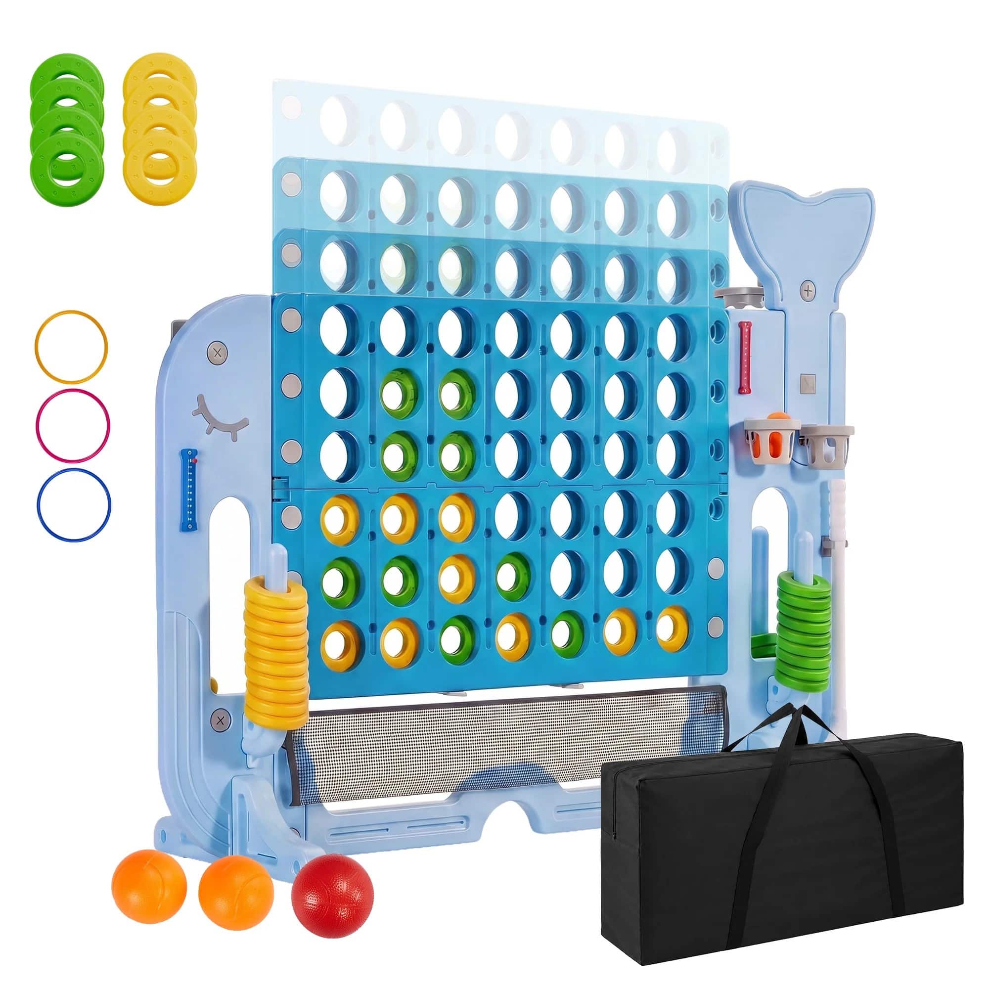 Sugift - Product Title 4-in-1 Adjustable-Height Giant Outdoor Yard Game Set - Blue