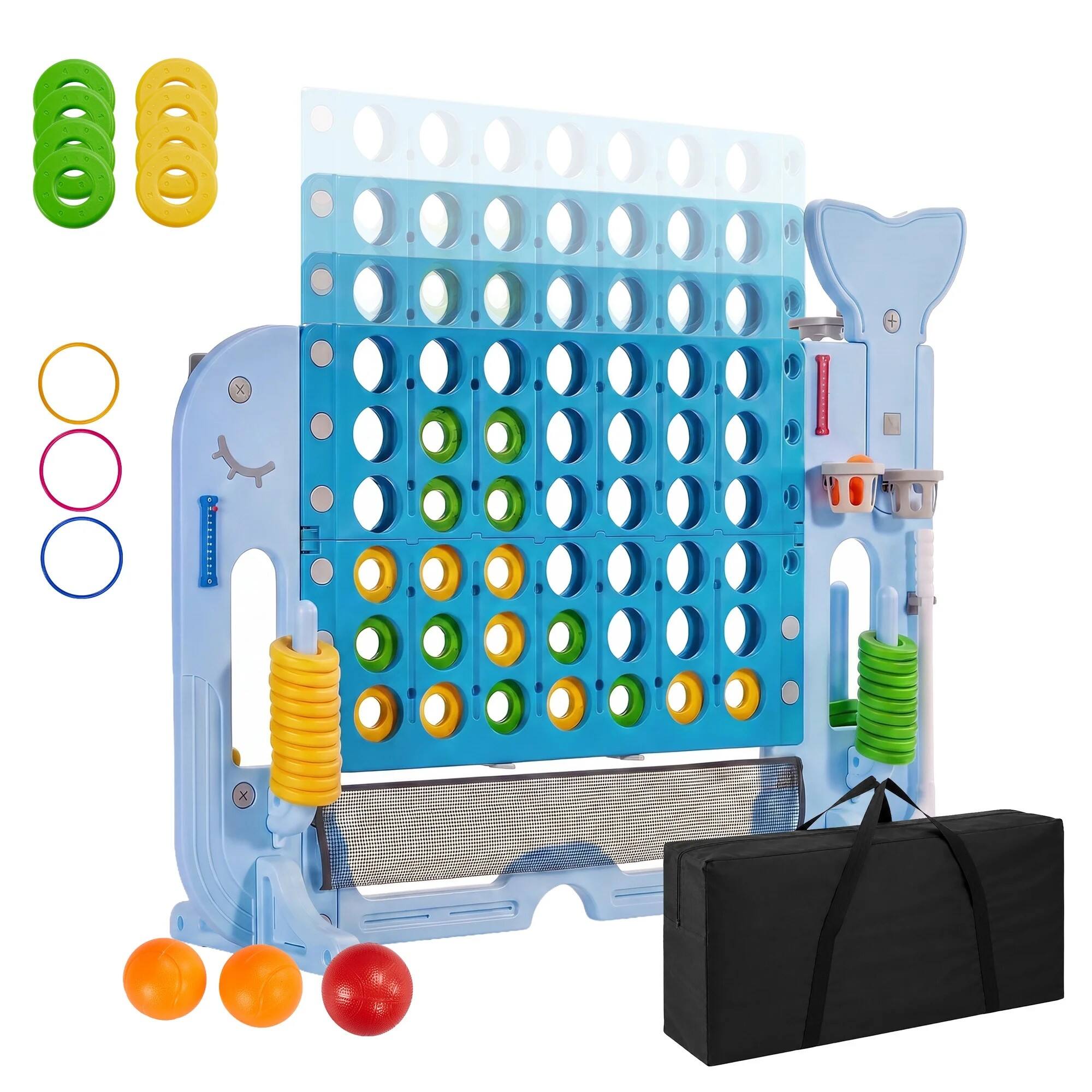 Front. Sugift - Product Title 4-in-1 Adjustable-Height Giant Outdoor Yard Game Set - Blue.