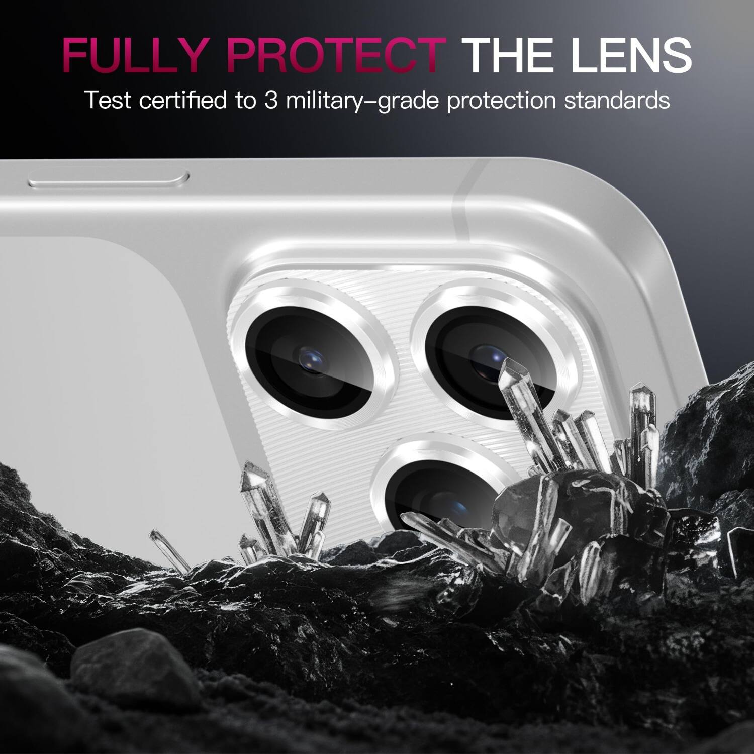 FULLY PROTECT THE LENS  
Test certified to 3 military-grade protection standards