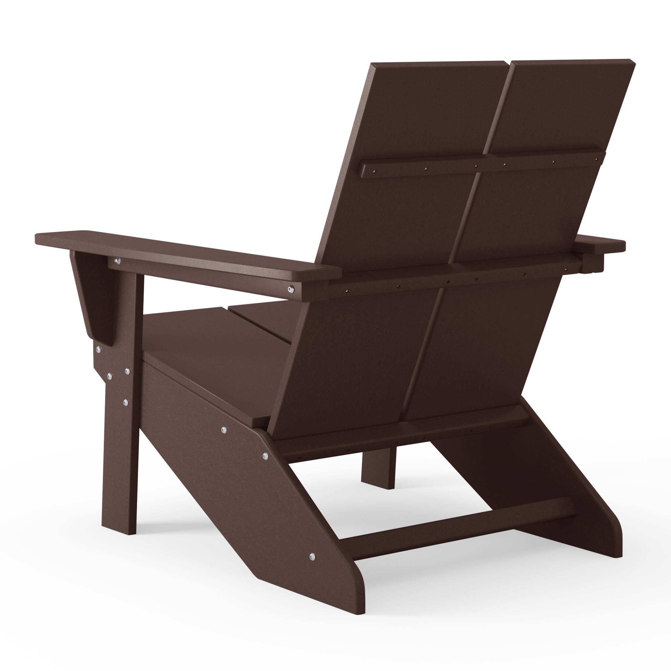 Alt View 2. WestinTrends - WestinTrends Riviera Outdoor HDPE Modern Adirondack Chair with Cup Holder - Dark Brown.