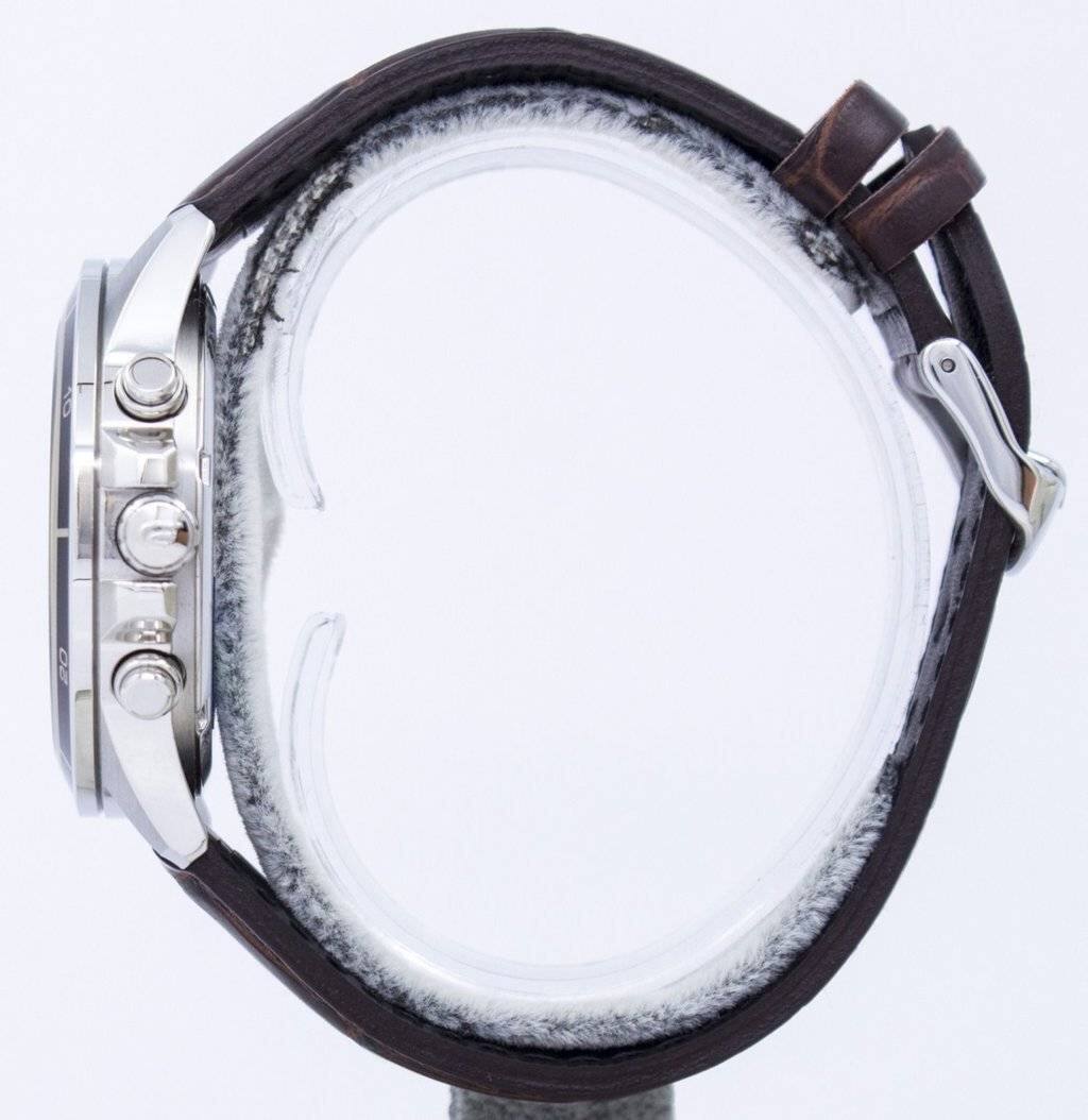 Left. Casio - Edifice Chronograph Quartz EFR-526L-7AV Men's Watch - Silver and Brown.