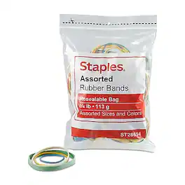 Staples - Multi-Purpose Rubber Bands, Colors, 200/Pack - Assorted