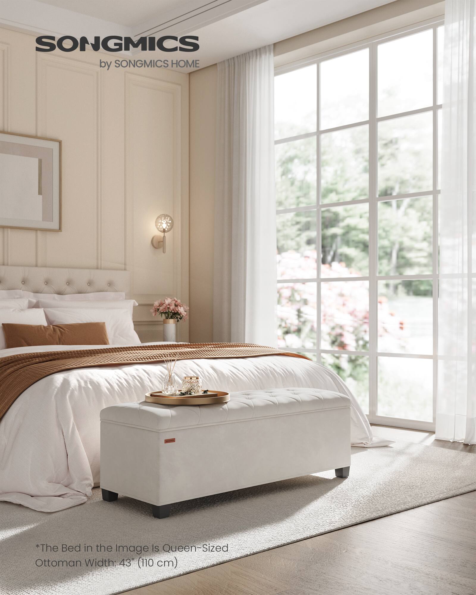 SONGMICS  
by SONGMICS HOME  

*The Bed in the Image Is Queen-Sized Ottoman Width: 43" (110 cm)