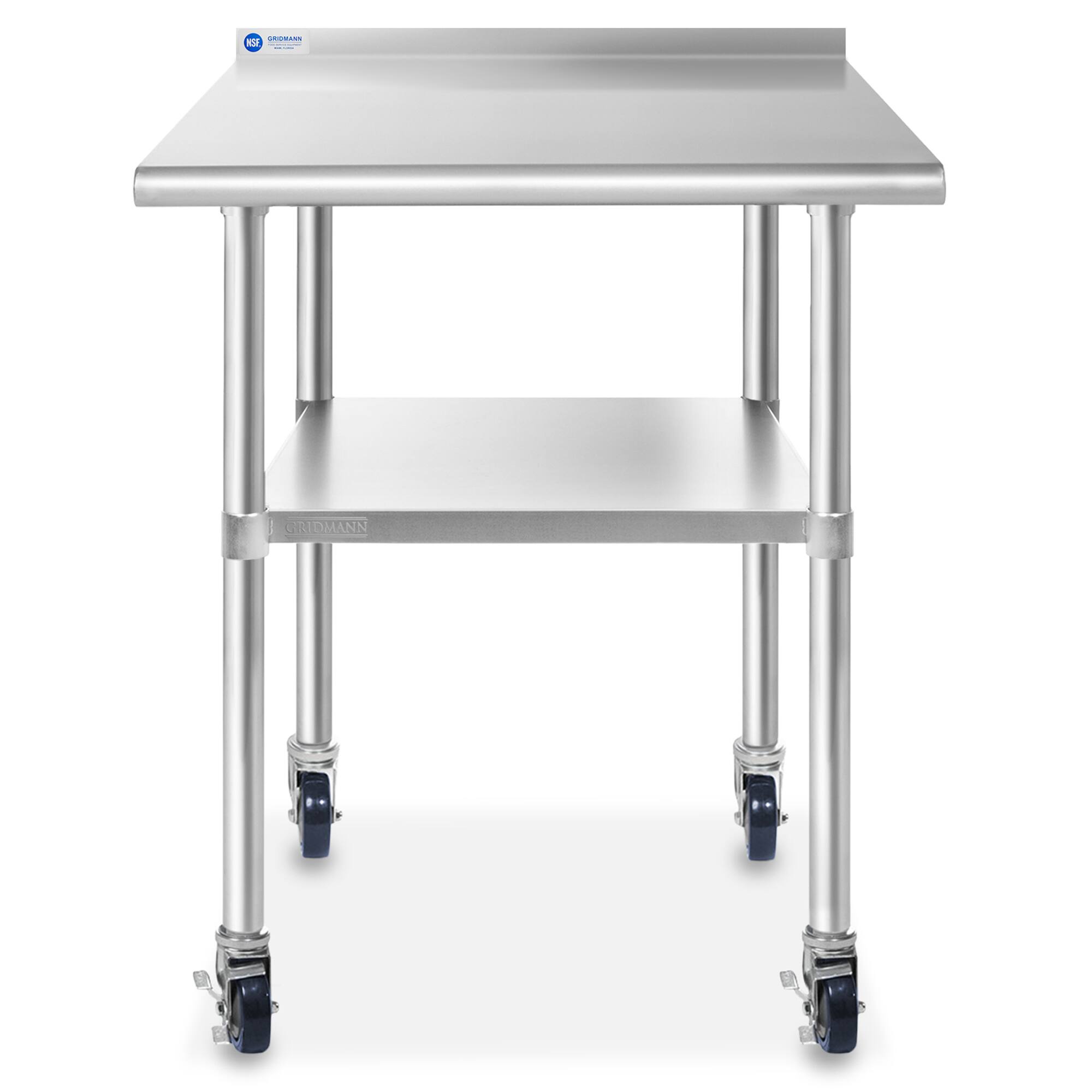 Alt View 1. GRIDMANN - 36 x 24-in NSF Stainless Steel Prep Table with 4 Casters - Silver.
