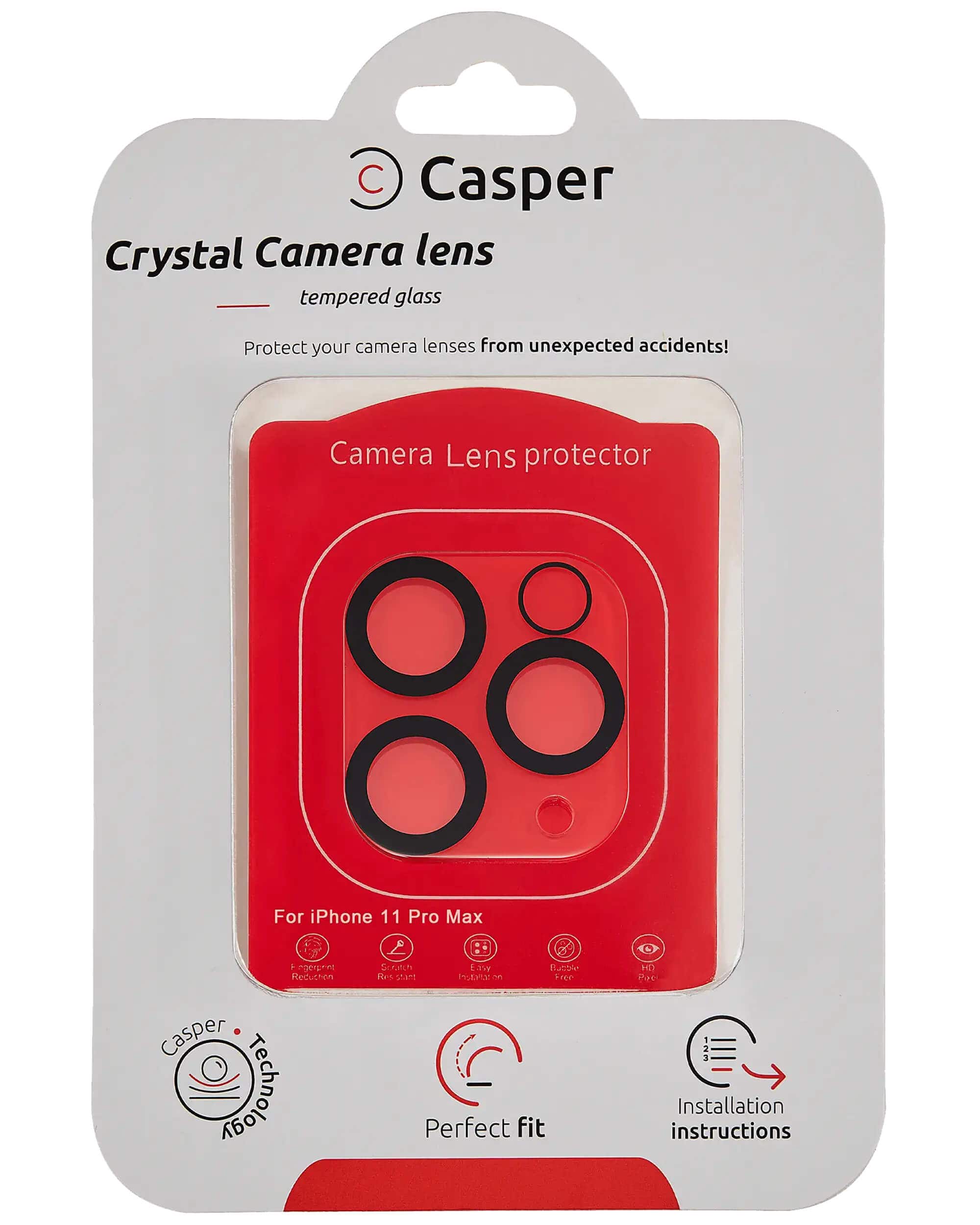 Casper - Camera Lens Protector Compatible For iPhone 11 Pro / 11 Pro Max - Crystal Full Cover - Clear/Transparent