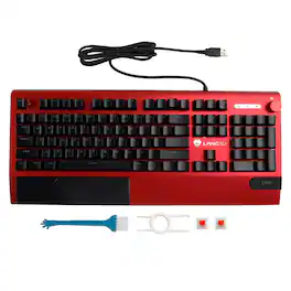 Topteng - K1000 Hot-Swappable Mechanical Keyboard - 104 Key Switch, RGB Backlit, PBT Keycaps, Knob Control for Gaming - Red