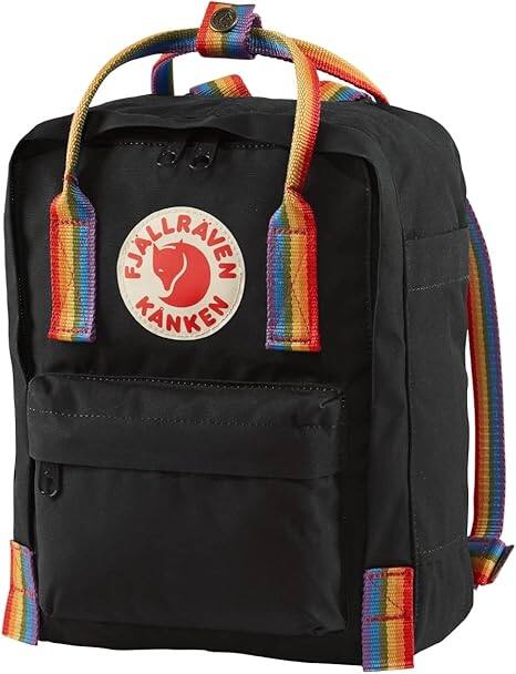 Fjallraven - Kanken Backpack Mini Backpack Black with Rainbow Straps - Black-Rainbow Pattern