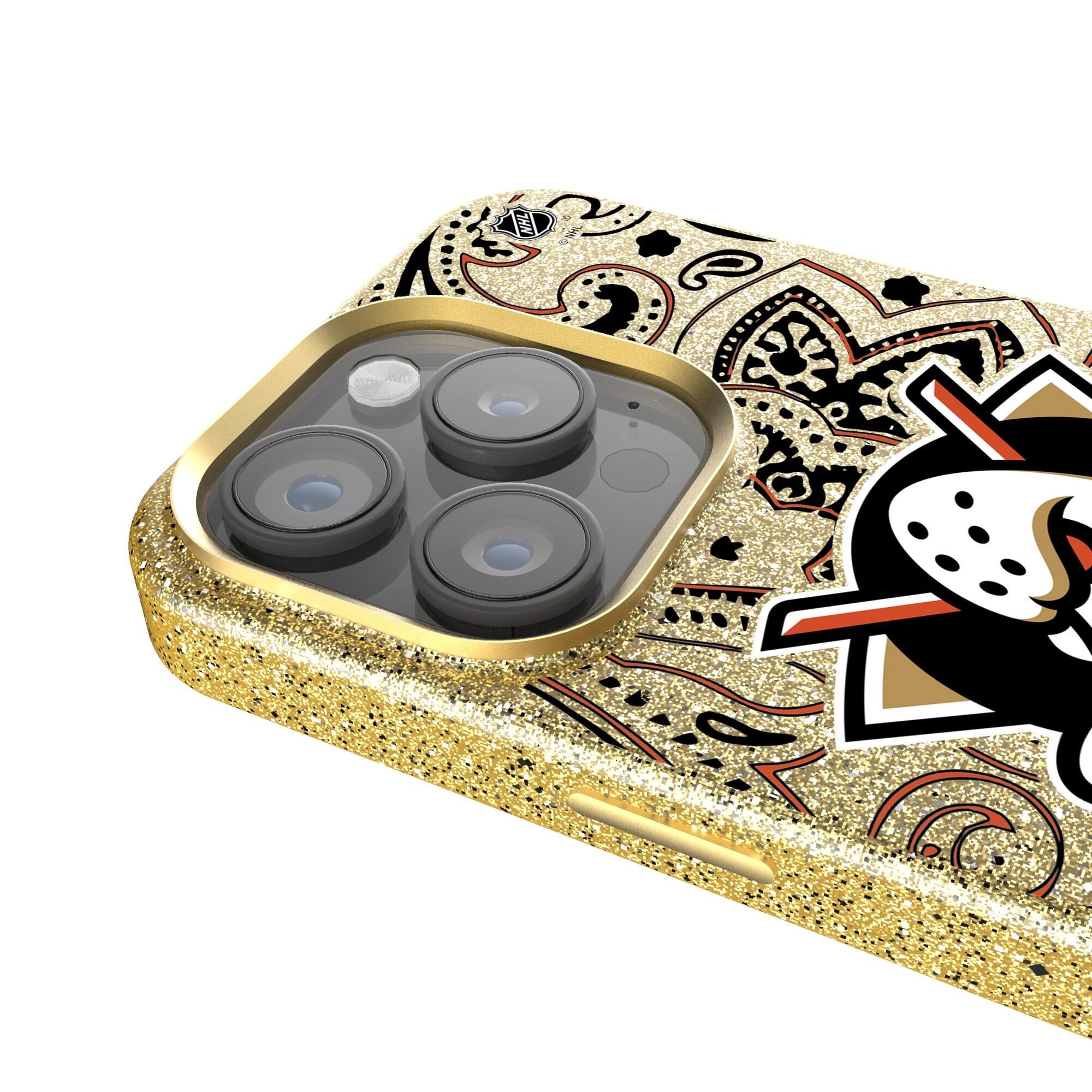 Alt View 3. Keyscaper - Gold Anaheim Ducks Paisley Bling iPhone Case - 15 - Gold.