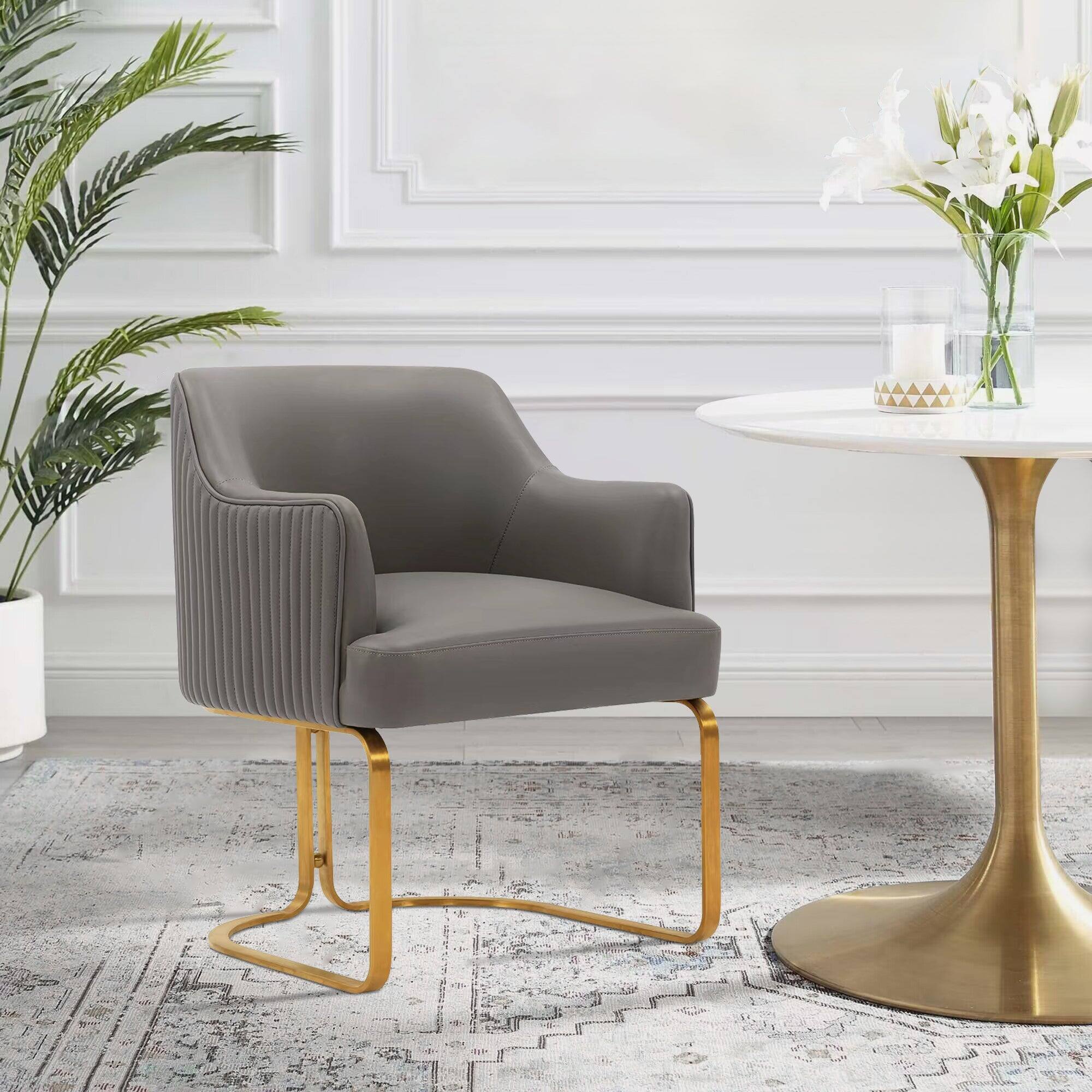 Angle. Manhattan Comfort - Raya Modern Wood Vegan Leather Dining Chair - Taupe.