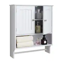 VEVOR - Bathroom Wall Cabinet, 2 Doors and Adjustable Shelf, Over the Toilet Storage Medicine Cabinet Wall Mounted - White