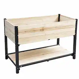 RYHNUYNE - Solid Wood and Iron Raised Garden Bed with Reversible Panels, No Paint or Formaldehyde, DIY Planter for Vegetables - Natural