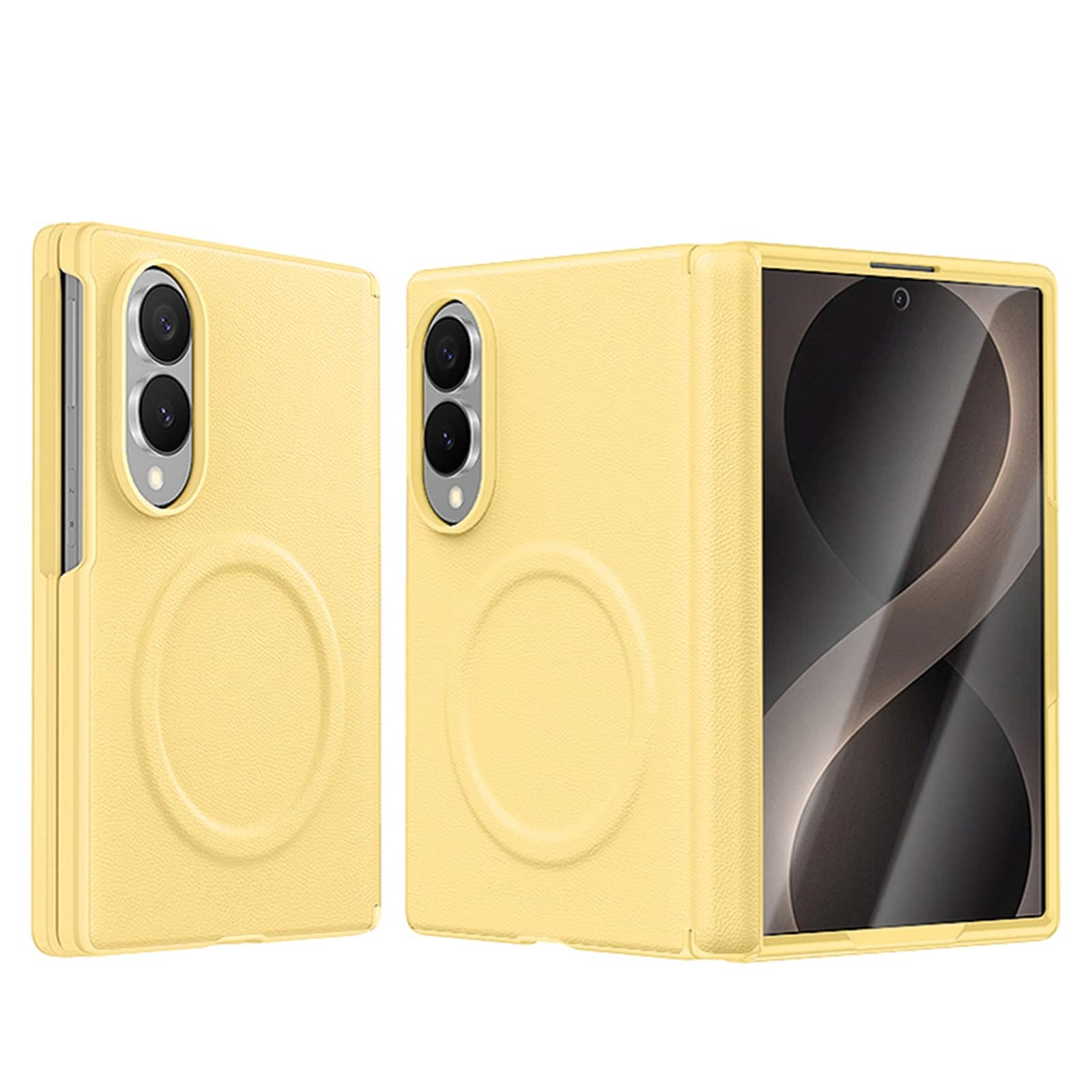 Dteck - Magnetic Case for Samsung Galaxy Z Fold8 (2026), Hinge Protection with Screen Cover,Leather Texture Full Body Protection - Yellow price history on PriceWatchPro