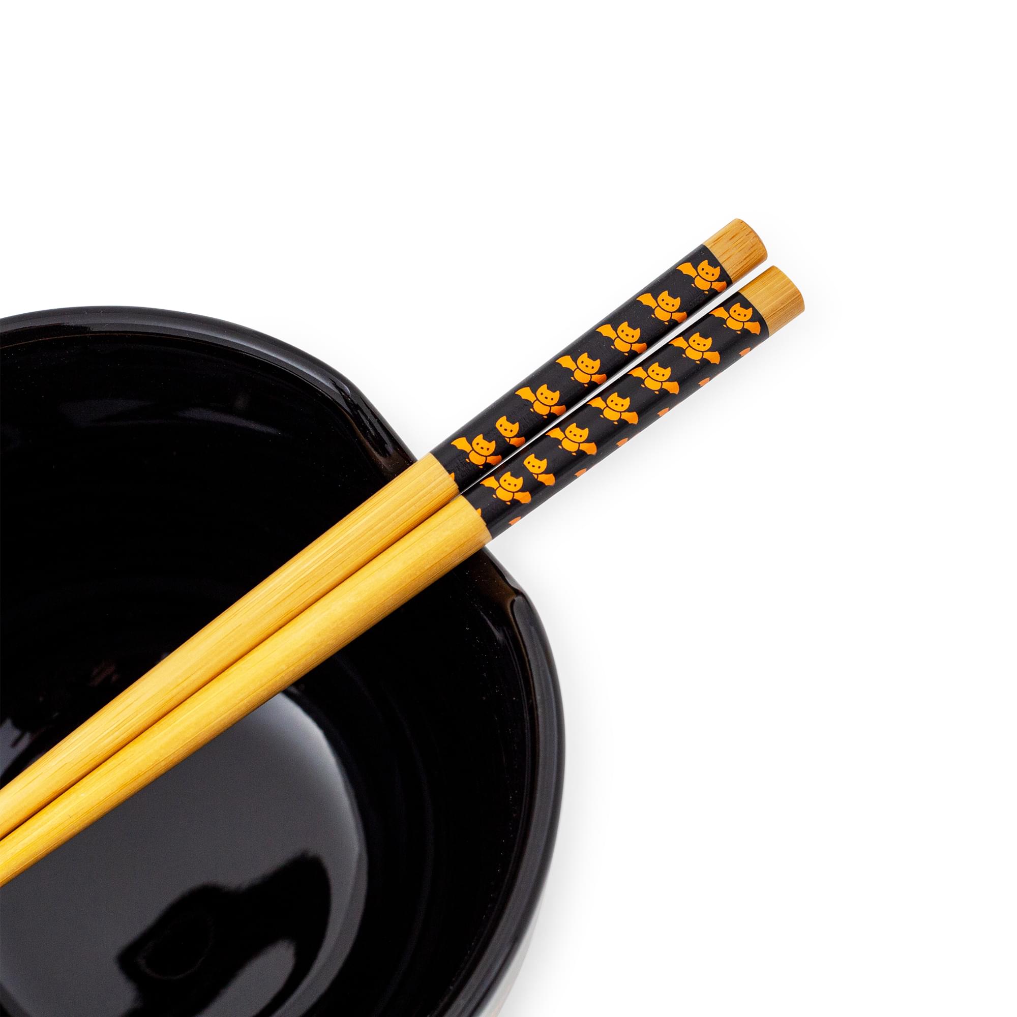 Alt View 10. Silver Buffalo - Sanrio Hello Kitty Pumpkins 20-Ounce Ramen Bowl and Chopstick Set - Black.