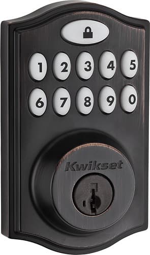 Front. Kwikset - 914 SmartCode Touchpad Electronic Deadbolt Lock - Venetian Bronze.