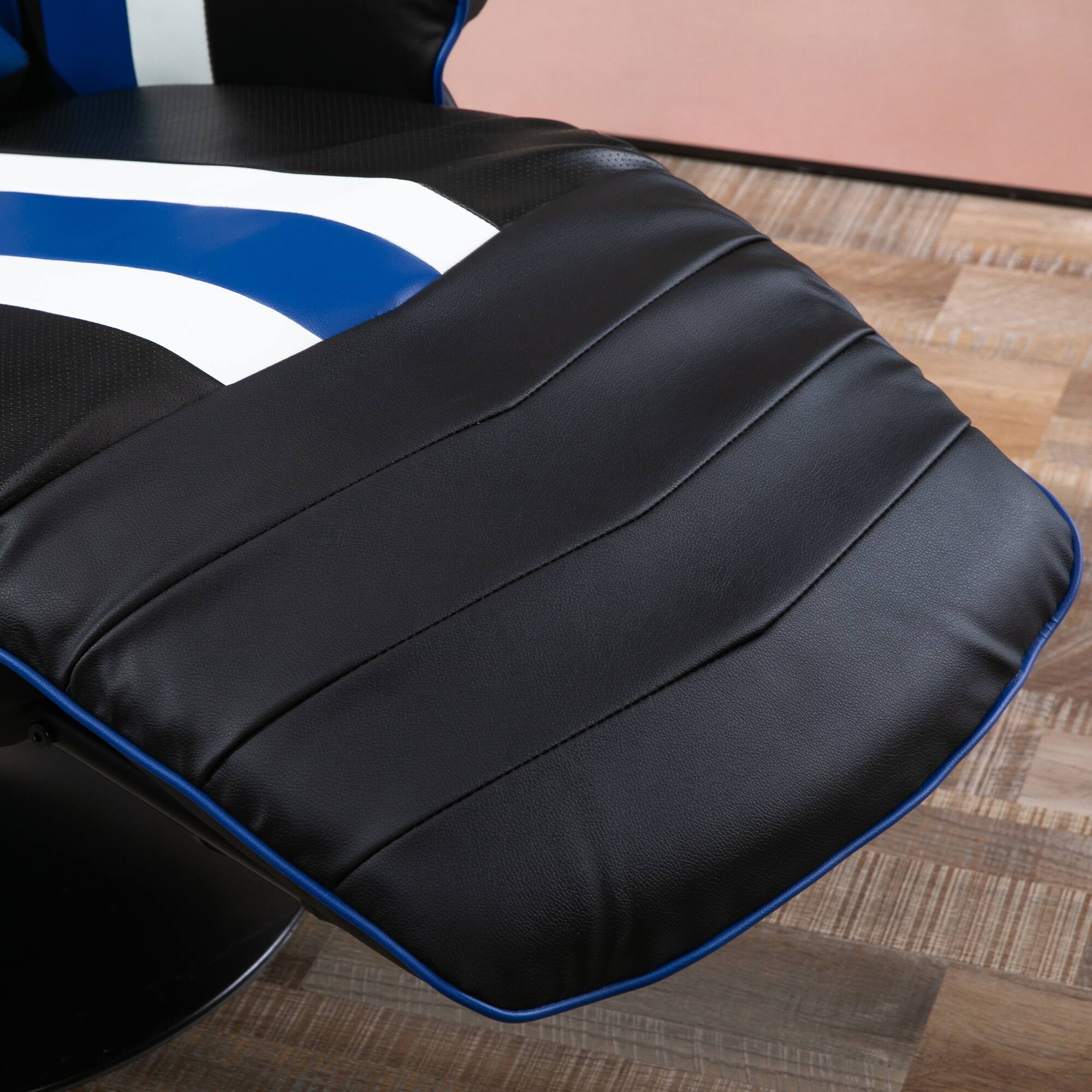 Alt View 8. Vinsetto - to Gaming Chair, Racing Style Computer Recliner with Lumbar Support, Footrest and Cup Holder, Black/White/Blue - Black, Blue, White.