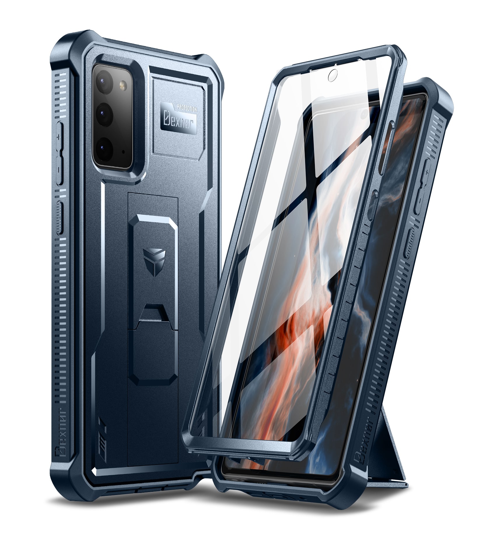 Dexnor - Case for Samsung Galaxy Note 20 5G Built in Screen Protector and Kickstand Military Grade Protection - Navy Blue