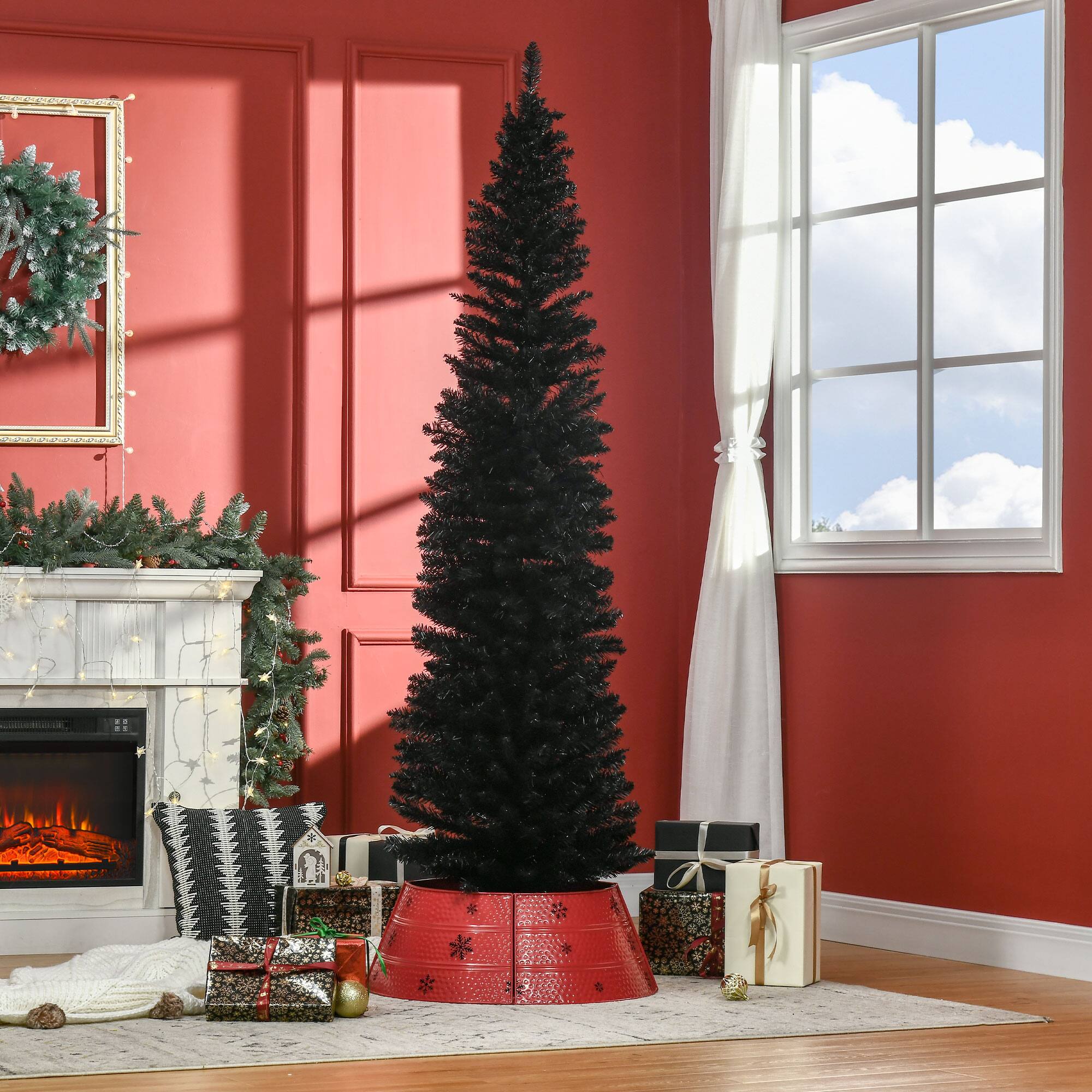 Alt View 7. Homcom - Unlit Pencil Artificial Christmas Tree with Realistic Branches and 499 Tips - black.