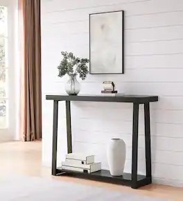 Kings Brand Furniture - Emma Narrow Console Table with Lower Shelf - Charcoal 11