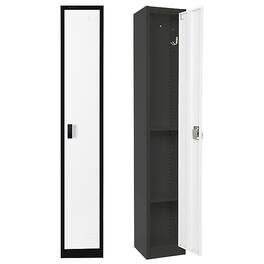 AdirOffice - Storage Locker 629-Series 72" H 1-Tier Steel 2-Shelf Locker with Digital Lock - Black Bidy/White Doors