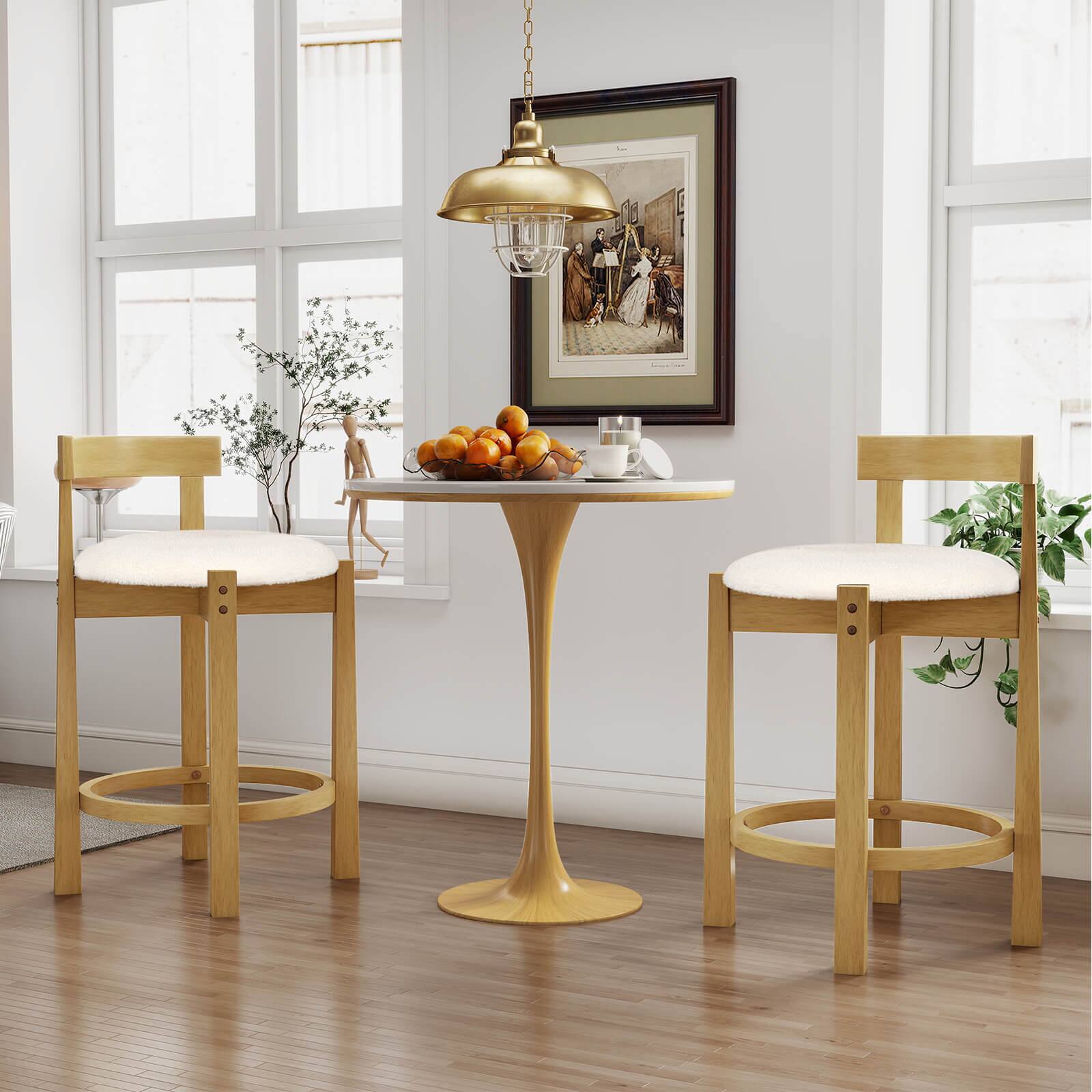 Alt View 4. Costway - Costway 24" Counter Height Bar Stools Set of 2 with Backrests and Footrests for Dining Room - Natural.