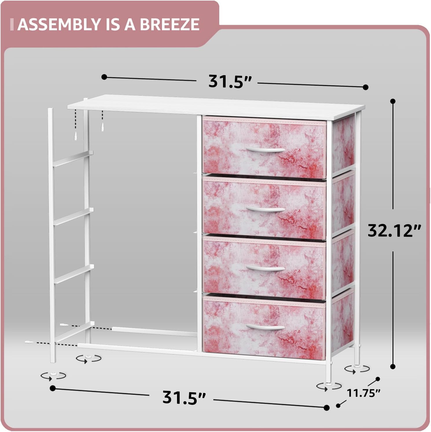 ASSEMBLY IS A BREEZE

31.5"  
32.12"  
31.5"  
11.75"